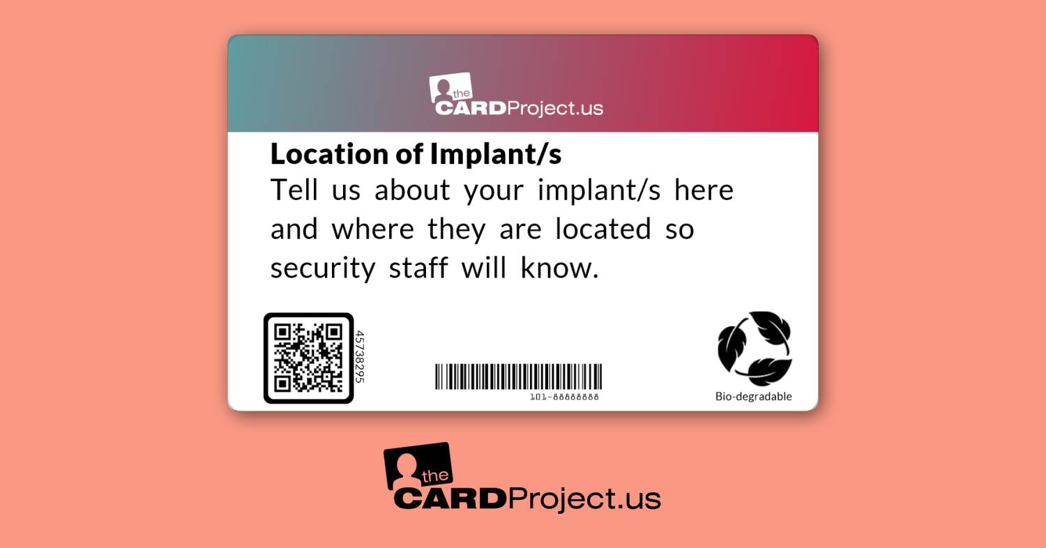 Metal Implant Photo Card (REAR)